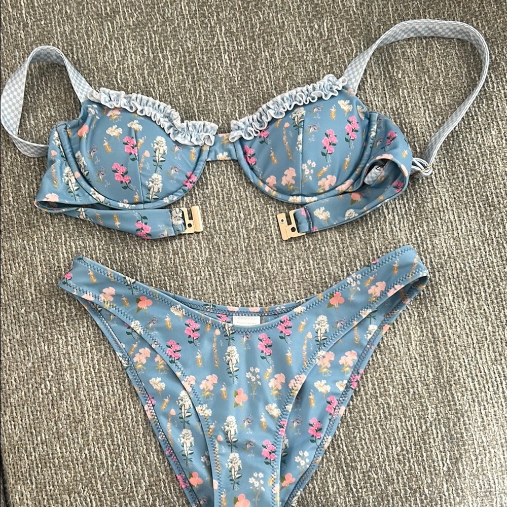 Strawberry Milk Mob Blue Floral Bikini